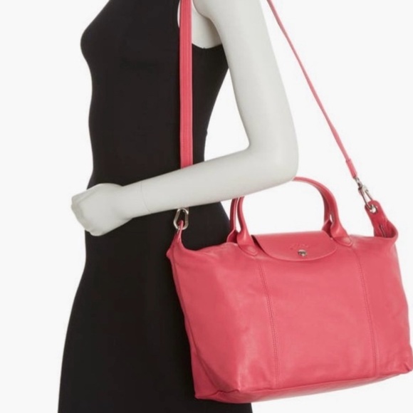 Authentic Longchamp Le Pliage Cuir Leather Zip Tote medium Shoulder Bag - Picture 13 of 16